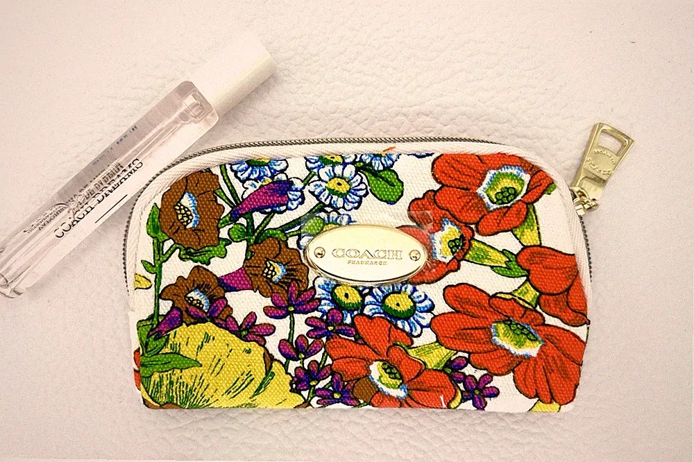 Coach Dreams EDP Women’s Travel Spray .25oz, 7.5ml w/ Small Floral Zip Pouch Bag