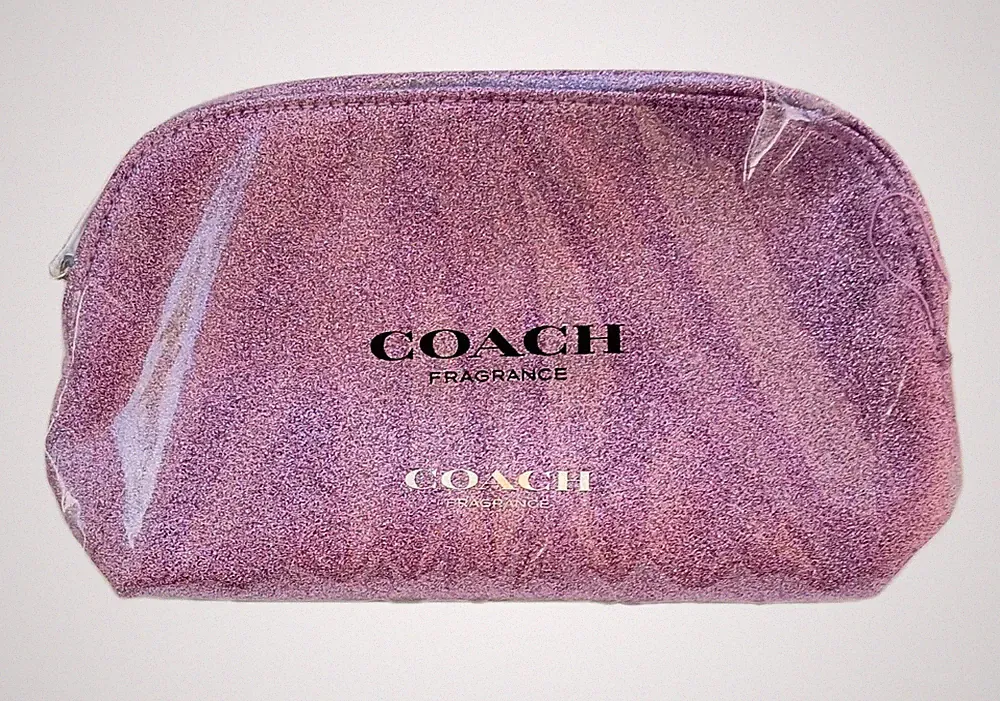 COACH Toiletry Zip Pouch Bag Lavender Sparkle Makeup Accessories New 9 X 5"