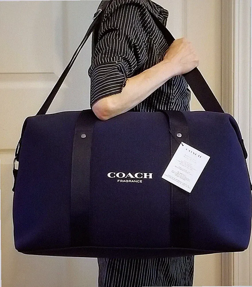 Coach Unisex Expandable Weekender Overnighter Duffle Bag Travel Navy Blue NWT